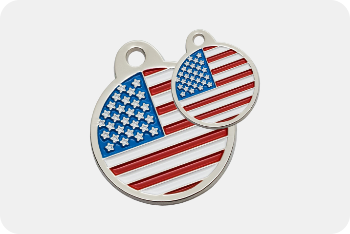 DocuPet tags with the American flag.